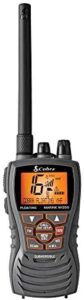 Cobra MR HH350 FLT Handheld Floating VHF Radio - 6 Watt, Submersible, Noise Cancelling Mic, Backlit LCD Display, NOAA Weather, and Memory Scan, Grey