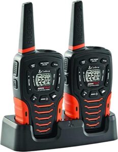 Cobra ACXT645 Waterproof Walkie Talkies for Adults - Rechargeable, 22 Channels, Long Range 35-Mile Two-Way Radio Set (2-Pack), Black and Orange