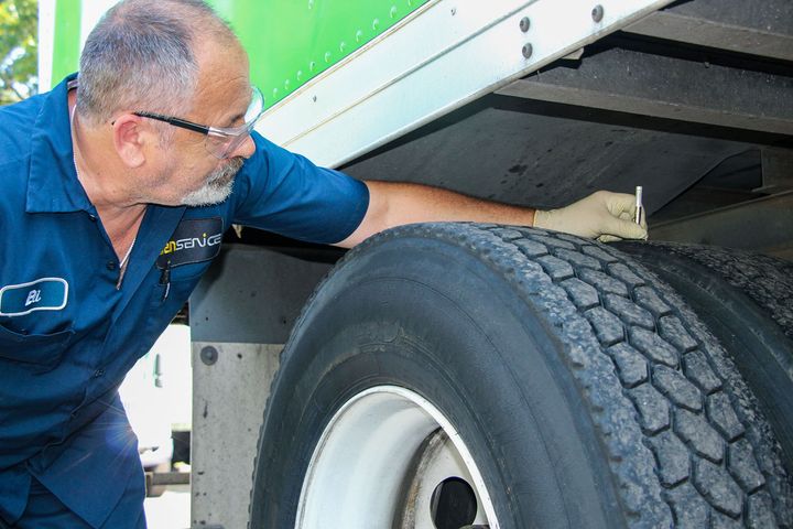 Tire-related problems are a common reason for roadside inspection violations that often could have been found during a pre-trip inspection. - Photo: Transervice