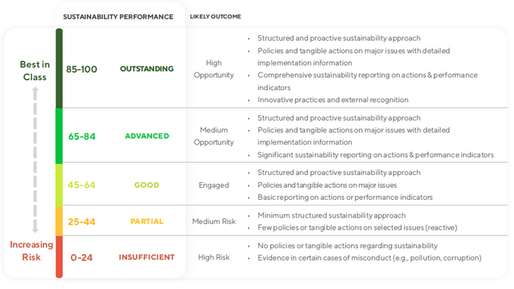 Graphic showing Ecovadis scoring framework