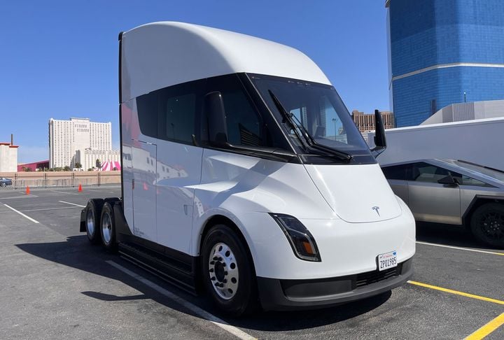 Tesla Semi electric truck in parking lot