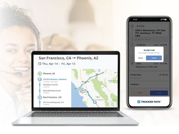 Trucker Path for Brokerages simplifies the process of dispatching, tracking and managing loads awarded to carriers by freight brokers. - Photo: Trucker Path