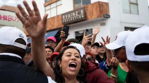 Getty Images Supporters of Mexico's presidential candidate for the Fuerza y Corazon por Mexico coalition party, Xochitl Galvez, attend a campaign rally with Indigenous people in Atlacomulco, Mexico State, Mexico, on May 24, 2024