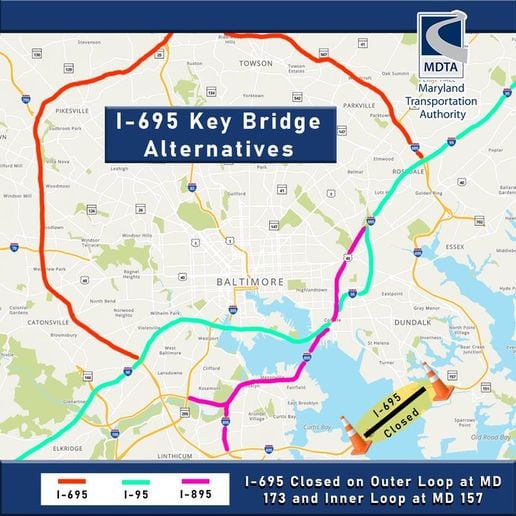 The Maryland Transportation Authority posted these detour routes. - Photo: Maryland Transportation Authority