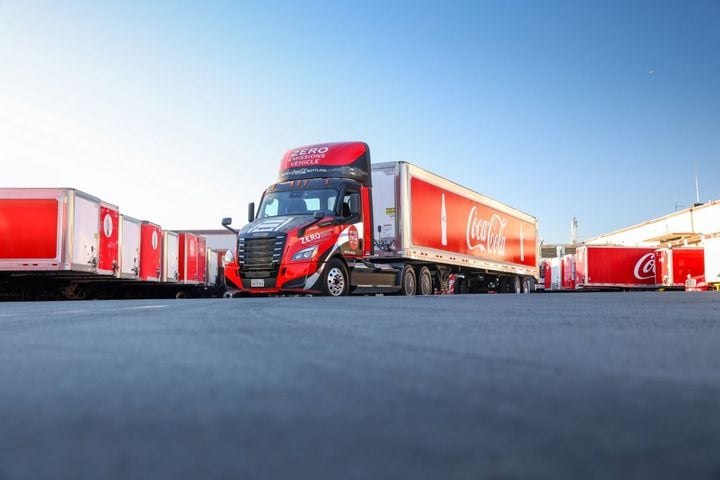 Red Battery-Electric Coca-Cola truck