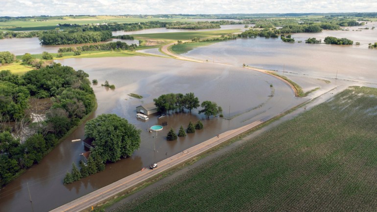 A street submerged by flooding