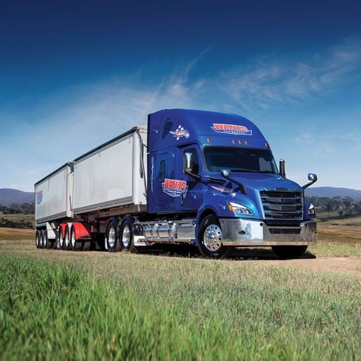 Freightliner Cascadia road train in Australia.