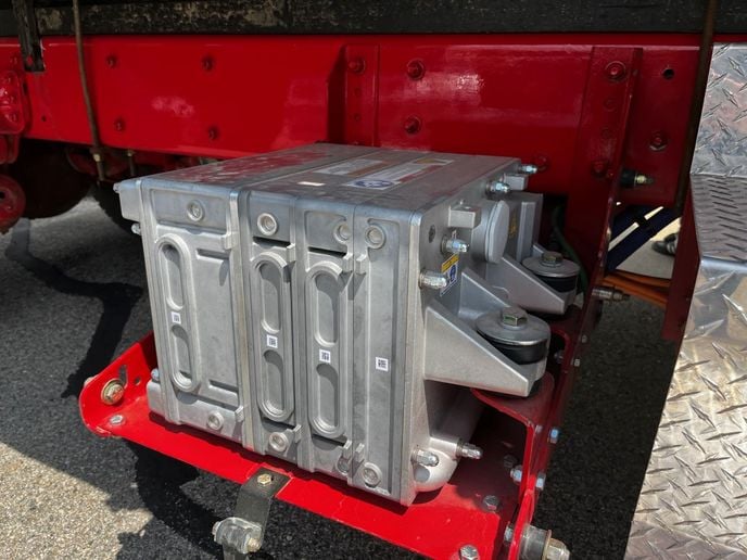 High-voltage power distribution unit on a Class 7 electric truck.