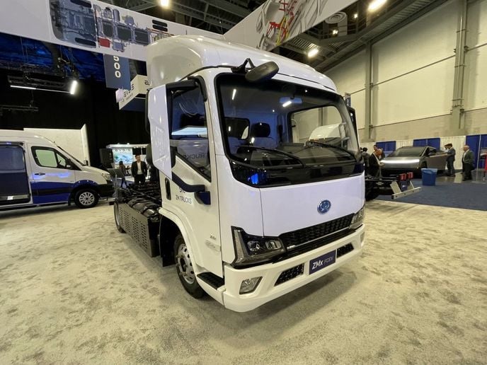 A ZM Trucks fuel cell cabover truck at ACT Expo 2024.