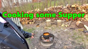 Cooking some Supper on the Fire Trucker Rudi 04 27 19 Vlog1756