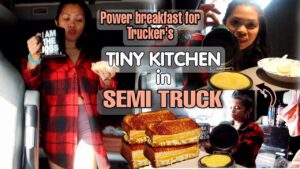 Trucker’s Kitchen in SEMI TRUCK|Will bring you on our TINY KITCHEN & prep brkfast|Made our life easy