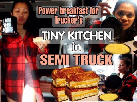 Trucker’s Kitchen in SEMI TRUCK|Will bring you on our TINY KITCHEN & prep brkfast|Made our life easy