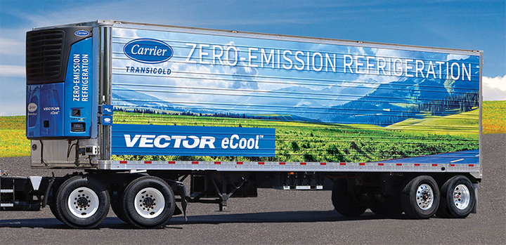 Carrier's Vector eCool system is an all-electric refrigerated trailer system that fully regenerates while the unit is in motion. - Photo: Carrier