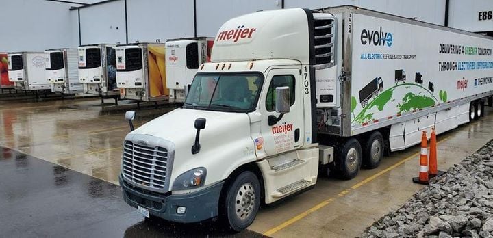 White tractor-trailer at Meijer warehouse