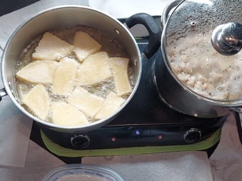 Healthy Trucker Cooking Fried Bammy & Vegetables