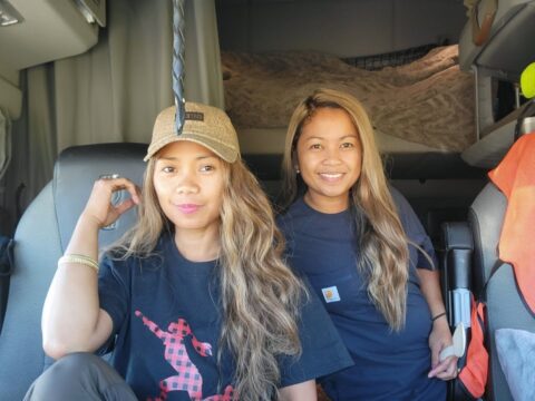 Filipina Women in TRUCKING Cooking Eating