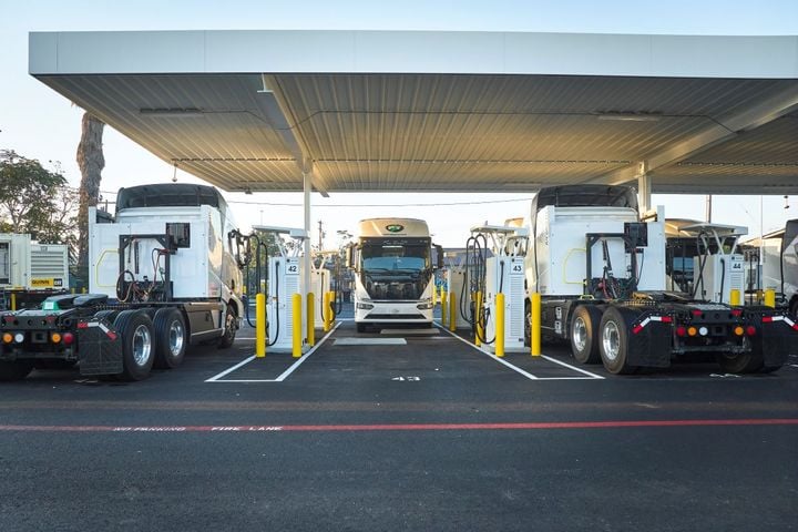 Electric trucks charging.