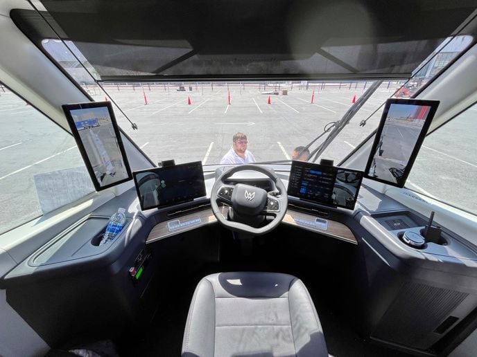 Cab interior of Windrose truck.