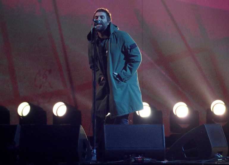 Liam Gallagher performs at the Brit Awards at the O2 Arena in London, Britain