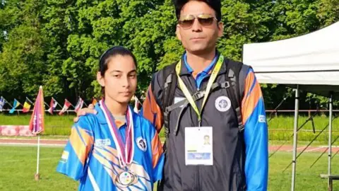 Abhilasha Chaudhary Sheetal Devi with coach Kuldeep