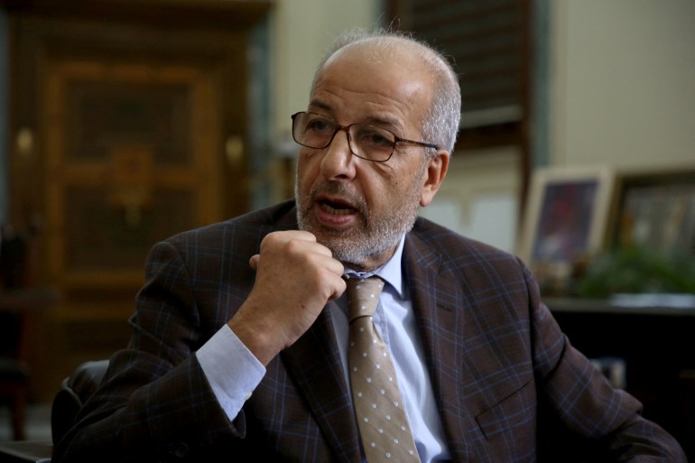 FILE PHOTO: Governor of Central Bank of Libya, Siddiq al-Kabir gestures during an interview with Reuters in Tripoli, Libya