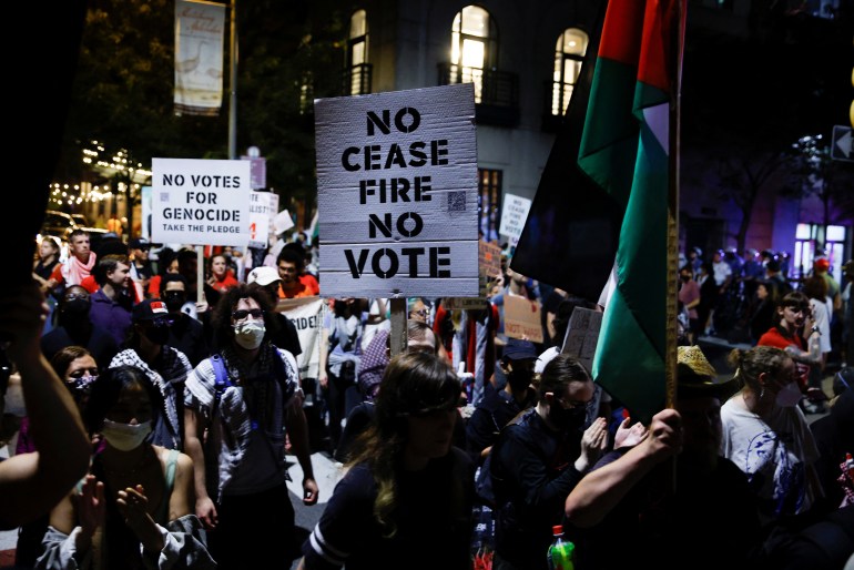 Protests outside the US presidential debate