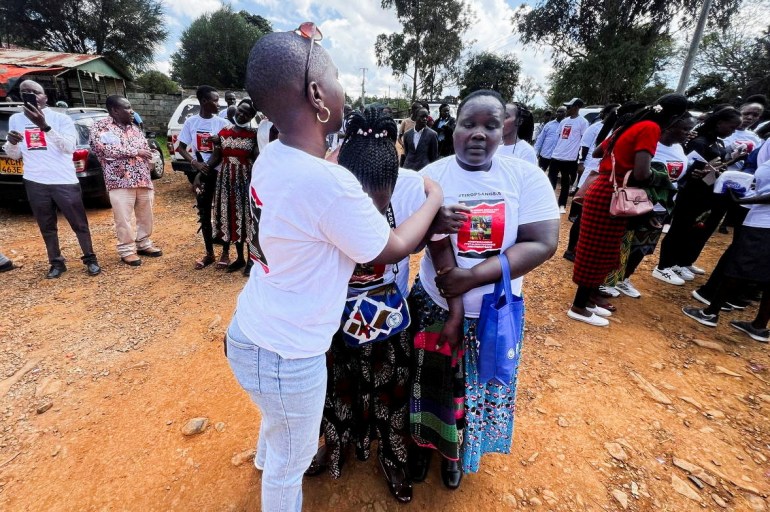 Agnes Cheptegei is assisted as she mourns her daughter and Olympian Rebecca Cheptegei, who died after her former boyfriend doused her in petrol and set her ablaze, at the Moi Teaching & Referral Hospital (MTRH) funeral home, in Eldoret, Kenya September 13, 2024. REUTERS/Edwin Waita