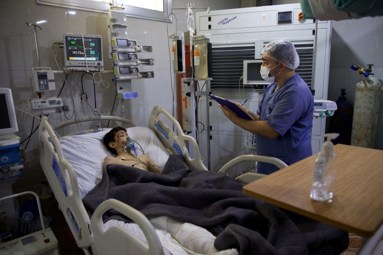 Patient being treated at hospital