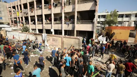 Getty Images Aftermath of IDF attack on UNRWA school in Jabalia on September 26