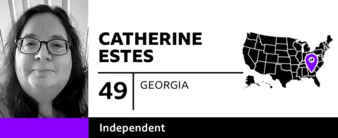 Graphic with photo of Catherine Estes, 49, of Georgia