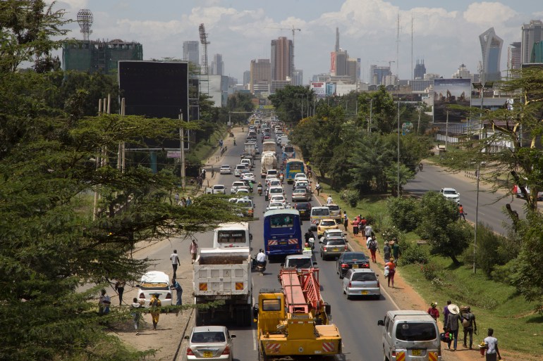 Cars in a traffic jam on an afternoon in Nairobi