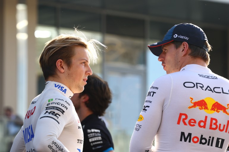 Liam Lawson with Max Verstappen.