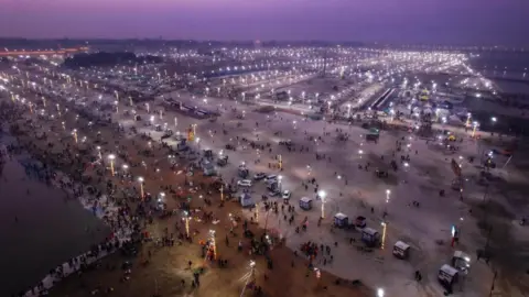 Ankit Srinivas An aerial night view of the sprawling festival