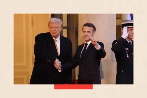 Getty Images Donald Trump shakes hands with Emmanuel Macron
